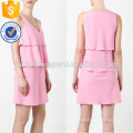 Последний дизайн рукав розовый Наслоенные V-образным вырезом мини летнее платье Производство Оптовая продажа женской одежды (TA0013D)